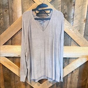 Barefoot Dreams CozyChic Ultra Lite V-Neck Raglan Pullover - Beach Rock